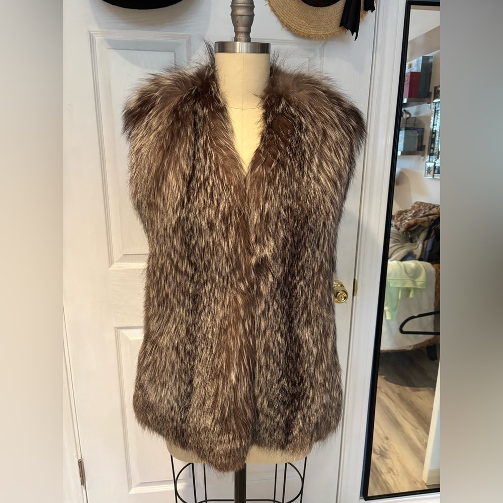 Black Fox Real Fur Vest Size S